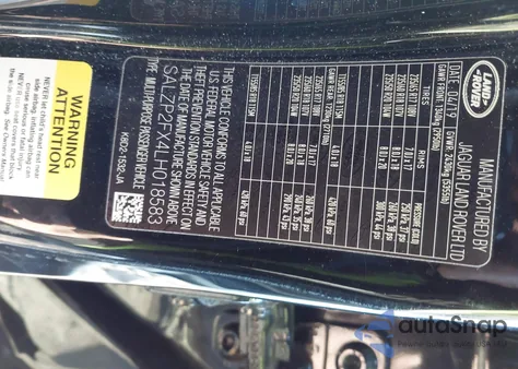 2020 Land Rover Range Rover Evoque Se z USA, uszkodzony, nr VIN SALZP2FX4LH018583